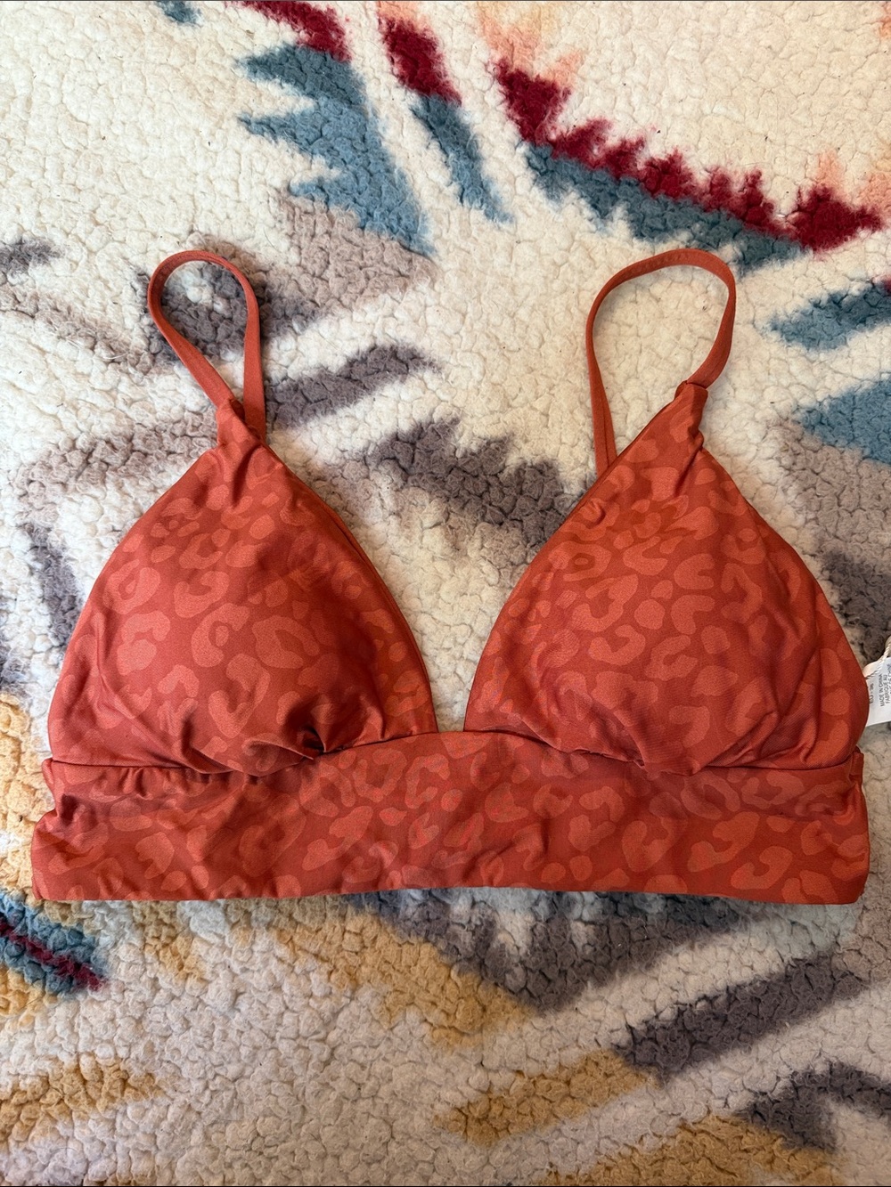 Citrus Rust-Reversible Orange Leopard Print Triangle Bikini Top